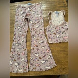 Hello Kitty & Forever 21 PJ Set - Cute Lounge Tank & Flare Pants Medium SOLD OUT